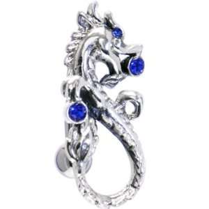  : 925 Sterling Silver Swivel Top Drop Blue Dragon Belly Ring: Jewelry