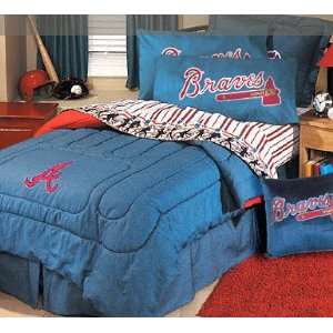  Atlanta Braves Blue Denim Twin Size Comforter and Sheet 