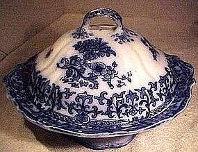 Charles Meigh FLOW BLUE COVERED ENTREE DISH c1860  