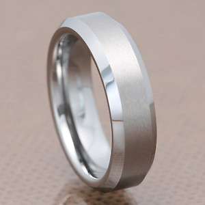 6mm Matte Top Shinny Beveled Edges Tungsten Carbide Unisex Wedding 