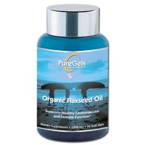  PureGels Organic Flaxseed Oil, 1000 mg, 90 Soft Gels 
