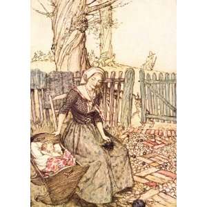   Arthur Rackham   24 x 34 inches   Mother Goose. Bye Baby Bunting Home
