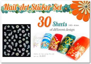 30 sheets 1500+ Nail Art Design Stickers Decal HL801  