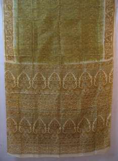 Cream Henna Paper Silk Sari Saree Fabric Free Bindis  