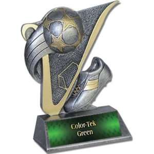  4.5 Custom Soccer ball Victory Resin Trophies GREEN COLOR 