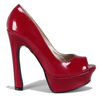 RED/TEAL PATENT Peep Toe Pump High Curvy Heel Shoe  