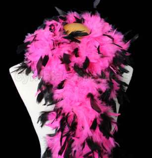 100g Chandelle Feather Boa boas, Hot Pink w/ Black tips  