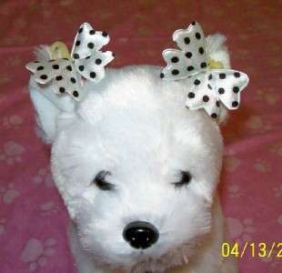 One Pair Polka dot DOG Hairbows double PRO GROOM bands  