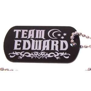 Team Edward Black Dog Tag with Neck Chain