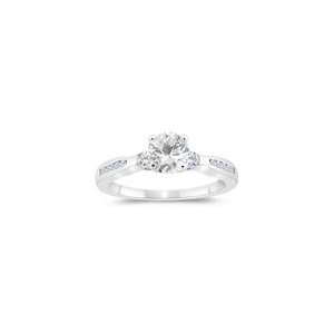  0.20 Cts Diamond & 1.14 Cts White Topaz Engagement Ring in 