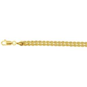  10k Yellow Woven Braided Rope Chain Bracelet   7.25 Inch 