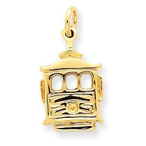  14k Gold Back of Cable Car Pendant Jewelry