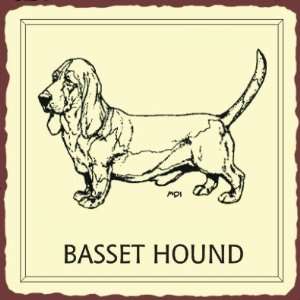   Basset Hound Dog Vintage Metal Animal Retro Tin Sign: Home & Kitchen