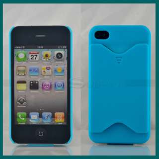   ID Credit Card Case Hard Holder Cover For iPhone 4 4G 4S Green&BLUE
