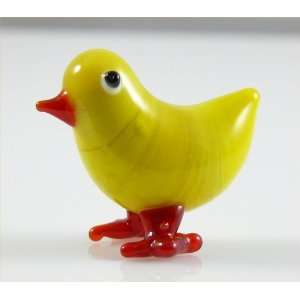  Chicken, Yellow Chicky, Miniature glass figurine, Yellow 