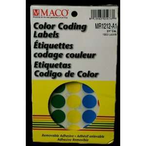  Maco Round Color Coding Label 3/4 ASSORTED: Office 