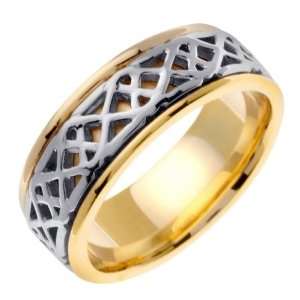 Irish Celtic Wedding Ring in 14K Two Tone Gold