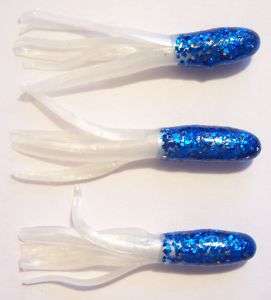 50 Crappie Pro Tube Bodies 1.5inch BlueScale White SH02  