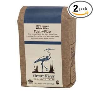 Great River Milling Pastry Flour Whole Wheat Organic, 5 Pound Packages 