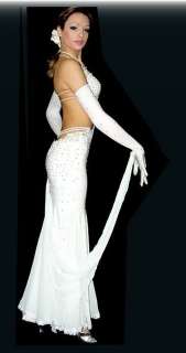 Professional White Tailored Smooth Ballroom Dance Dress  