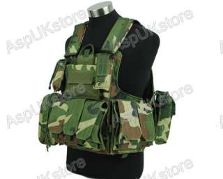 Molle Airsoft Tactical Strike Plate Carrier Vest Woodland  