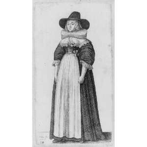   ruffled collar,wide brimmed hat,1640,Weceslas Hollar: Home & Kitchen