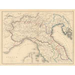  Long 1856 Antique Map of Northern Italia (Italy) Office 