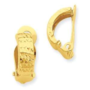  14k Gold Diamond cut Non pierced Earrings: Jewelry
