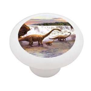 Brontosaurus Water Falls Dinosaur Decorative High Gloss Ceramic Drawer 