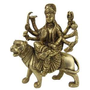  Hindu Goddess Durga Metal Brass Sculpture Art