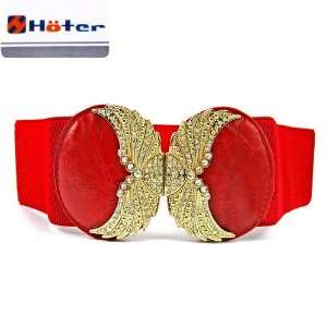   luxurious Gold Circular buckled Elastic Belt   Red: Everything Else