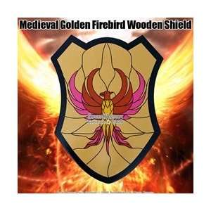  Golden Firebird Wooden Shield Buckler W Handle