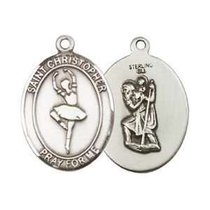  St. Christopher / Dance Sterling Silver Oval Medal 