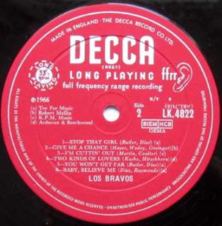 LOS BRAVOS   BLACK IS BLACK very rare UK DECCA 1st press LP superb 