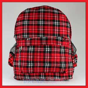 Red Checkered 16.5 Backpack   School/Books Bag/Supply  