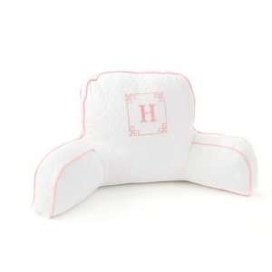   Pillow with Pink Trim in White Monogram Letter V