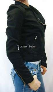 NWT True Religion Brand Womens Black Madison Super vixen Biker Jacket 
