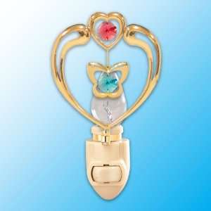  Butterfly In Heart 24k Gold/Red & Green Crystal Night 