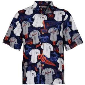   Detroit Tigers Hawaiian MLB Scenic Button up Shirt: Sports & Outdoors