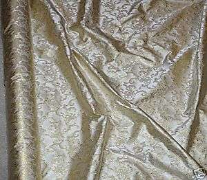 BROCADE SATIN FABRIC GOLD WHITE 56 WIDE BY THE YARD  