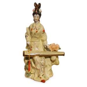   Porcelain Doll   Playing Gu Zheng, Light Yellow