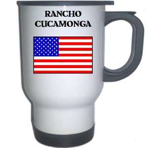 US Flag   Rancho Cucamonga, California (CA) White Stainless Steel Mug