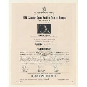 1960 Summer Opera Festival Tour Europe Fugazy Travel Print Ad (Music 