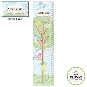 Personalized kids wooden growth chart birds Personalization By 