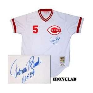   Johnny Bench Autogrpahed 1975 Reds Jersey w/ HOF 89 Ins: Sports