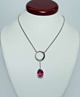 18K/14K White Gold 4ct Pink Tourmaline Diamond Necklace  