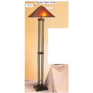 Sturdy Heavy Base Mica Style Shade Square Floor Lamp: Home 