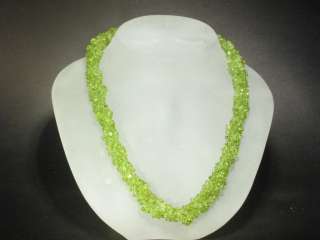 Necklace Peridot 4 Strands Twisted Chips Green Nuggets  