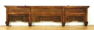 ANTIQUE HAND CARVED WOOD PANEL Chinese Headboard 7.3 ft  