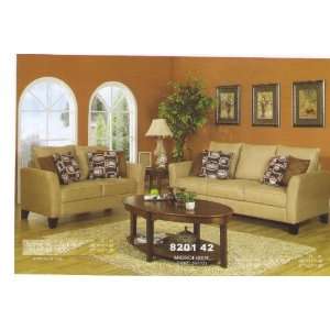  2 piece Camel Colored Sofa and Love Seat Set: Home 